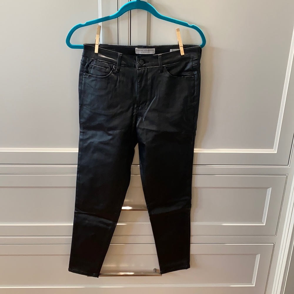 Social standard by Sanctuary black faux leather leggings. Ankle skinny. Size 6.
